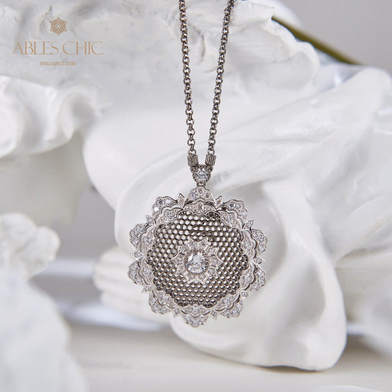 Pendentif Floral en Filigrane de Dentelle 6133