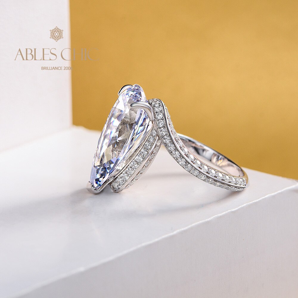 Bague de mariage solitaire poire R0934