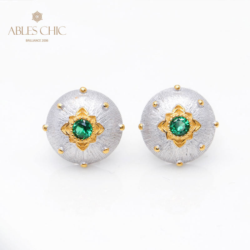 Boucles d'oreilles pierres précieuses florales en soie 5083