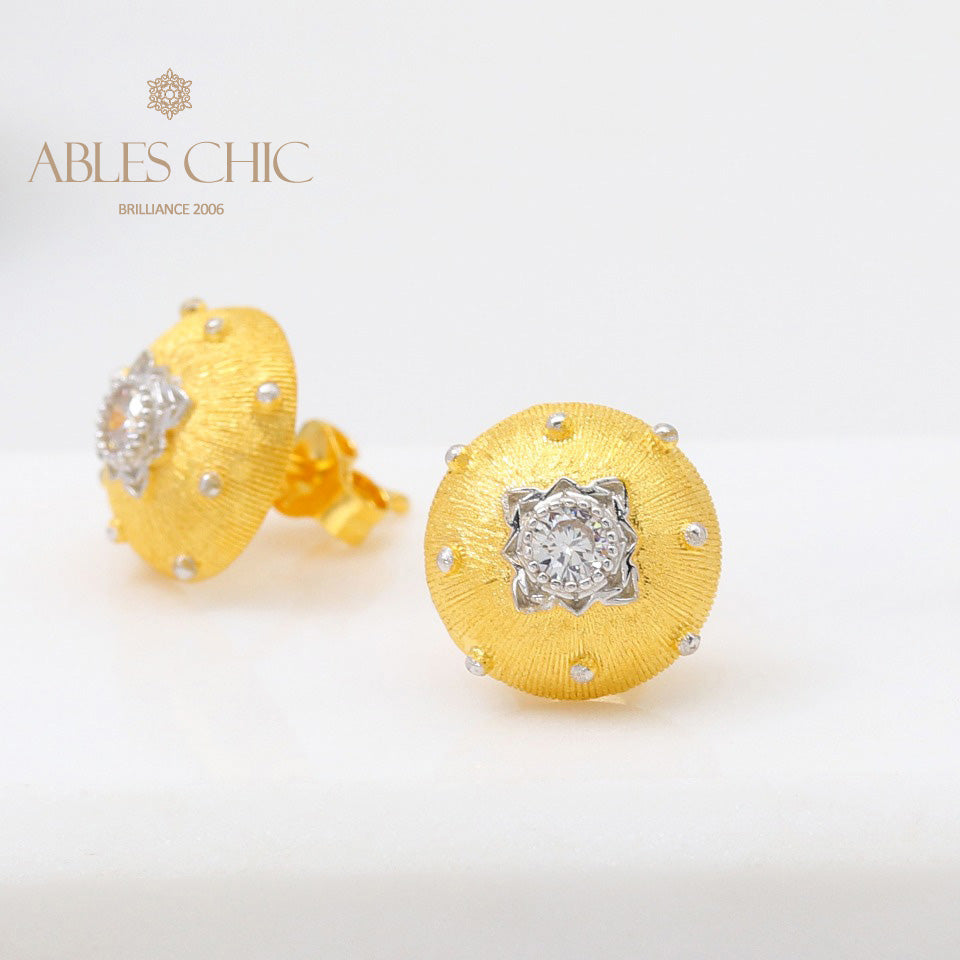 Boucles d'oreilles pierres précieuses florales en soie 5083