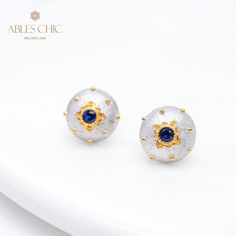 Boucles d'oreilles pierres précieuses florales en soie 5083