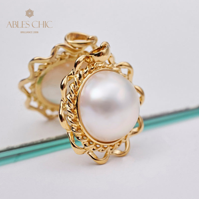 Pendentif perle Mabe halo ondulé 5847