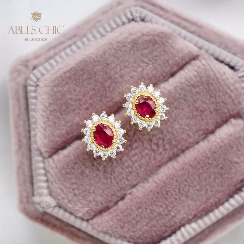 Boucles d'oreilles florales rubis naturel 5816