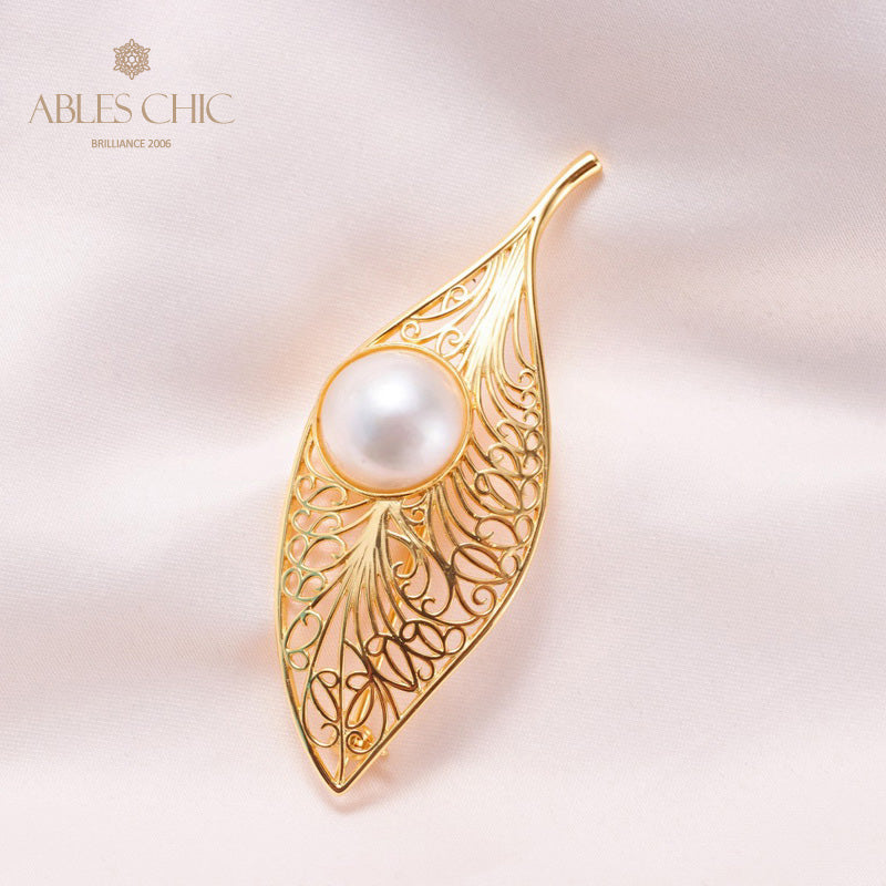 Pendentif feuille en filigrane de perles Mabe 5844