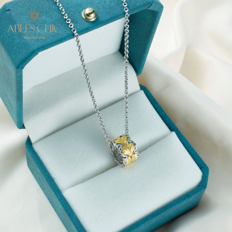 Collier nid d'abeille feuille filigrane 5807
