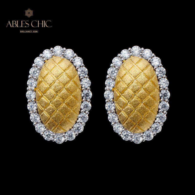 Boucles d'oreilles halo ovale soyeux 5832