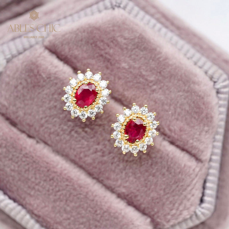 Boucles d'oreilles florales rubis naturel 5816