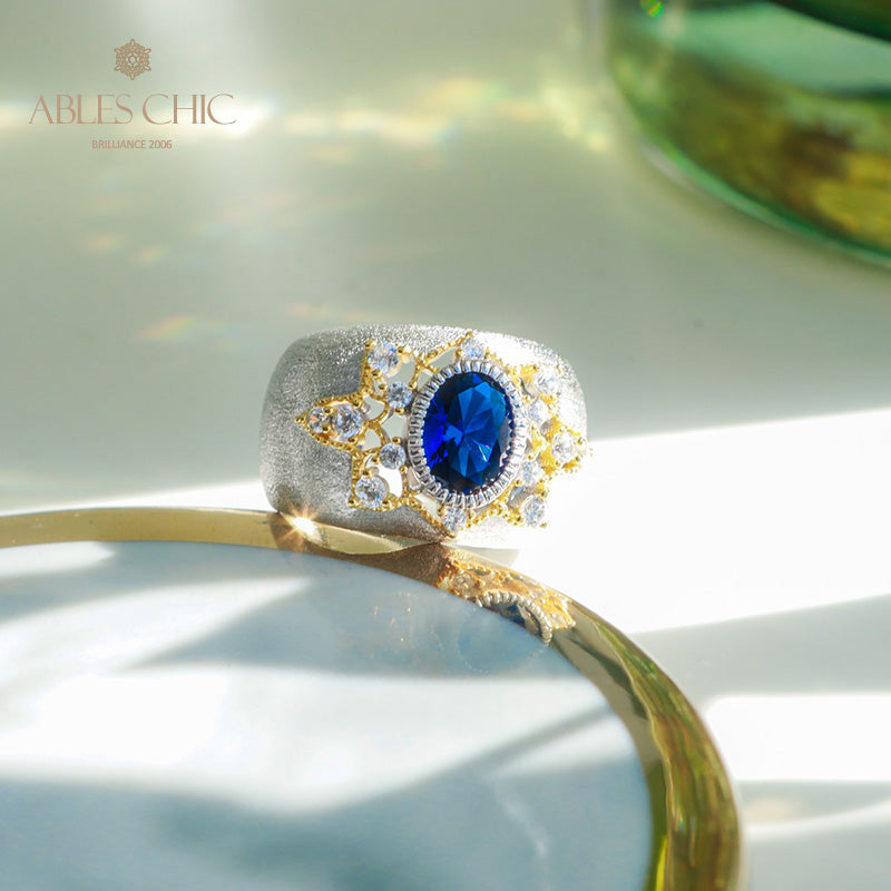 Bague Soyeuse Fleur de Saphir 6065