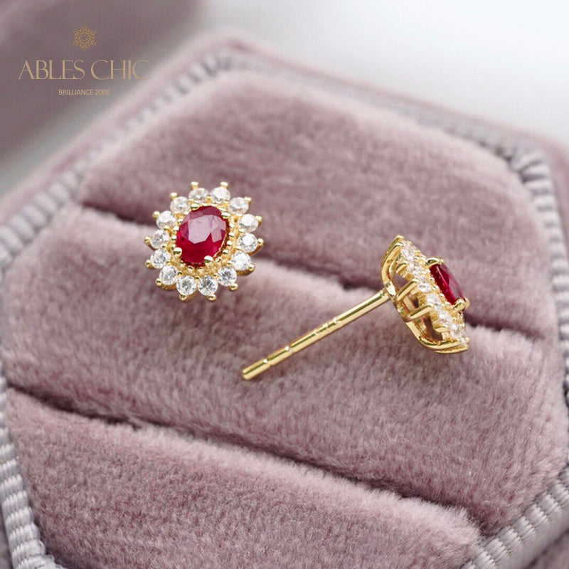 Boucles d'oreilles florales rubis naturel 5816