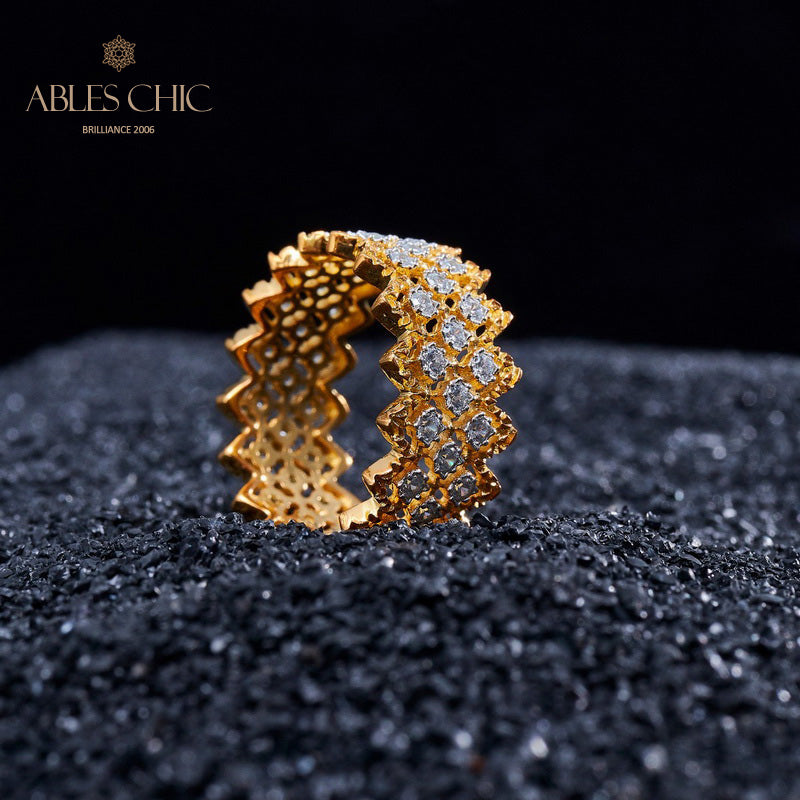 Bague ouverte en pierre à plusieurs rangées de dentelle 5705