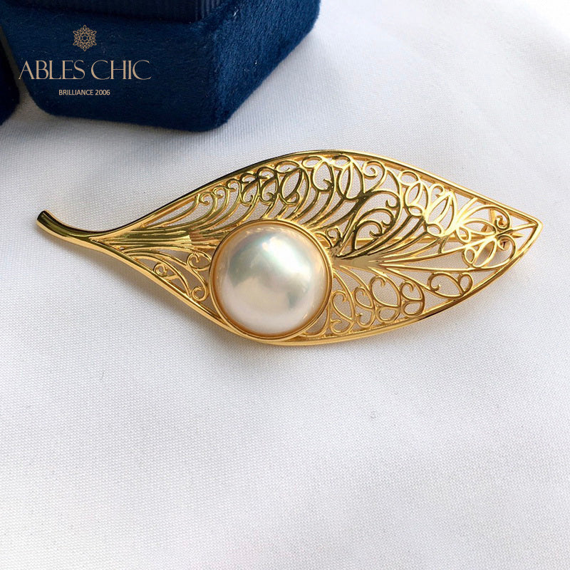 Pendentif feuille en filigrane de perles Mabe 5844
