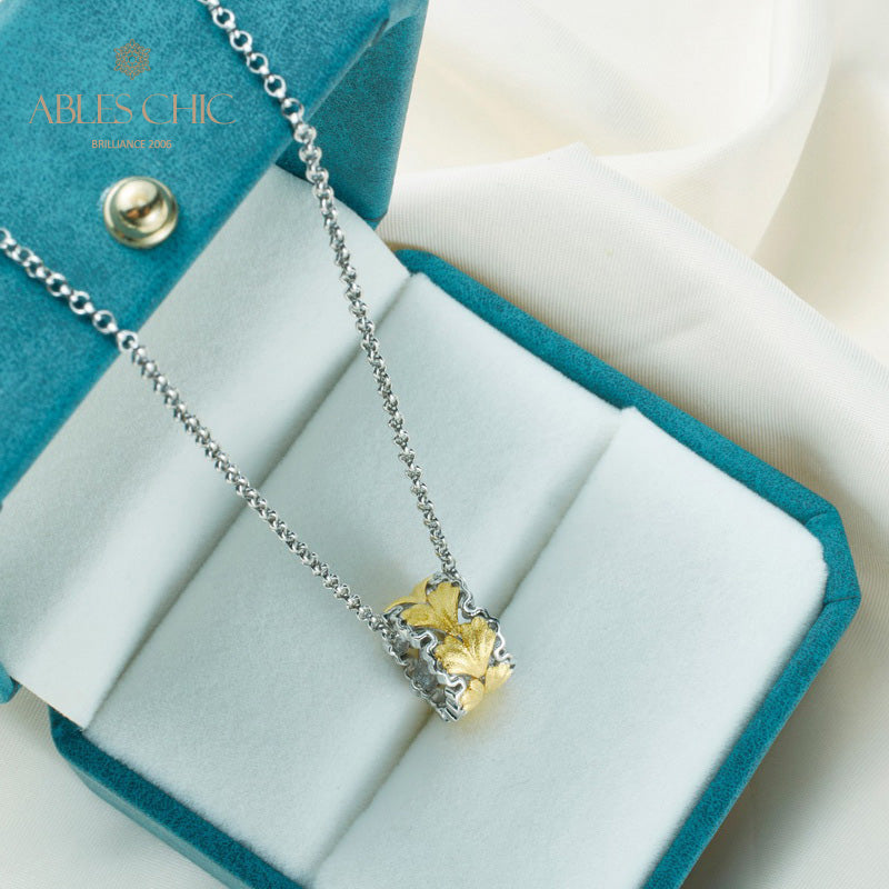 Collier nid d'abeille feuille filigrane 5807
