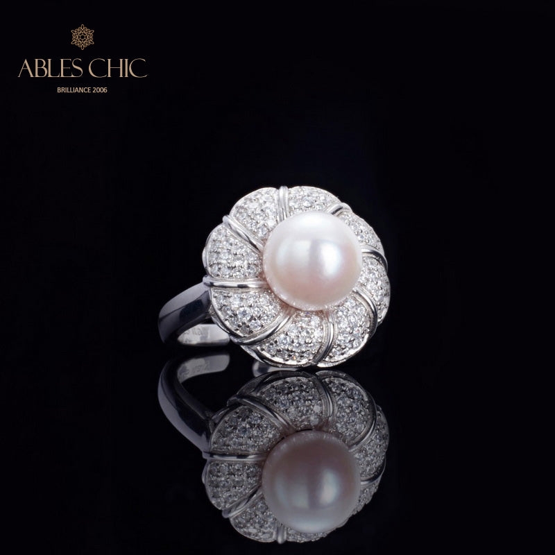 Bague florale en perles d'Akoya 5783