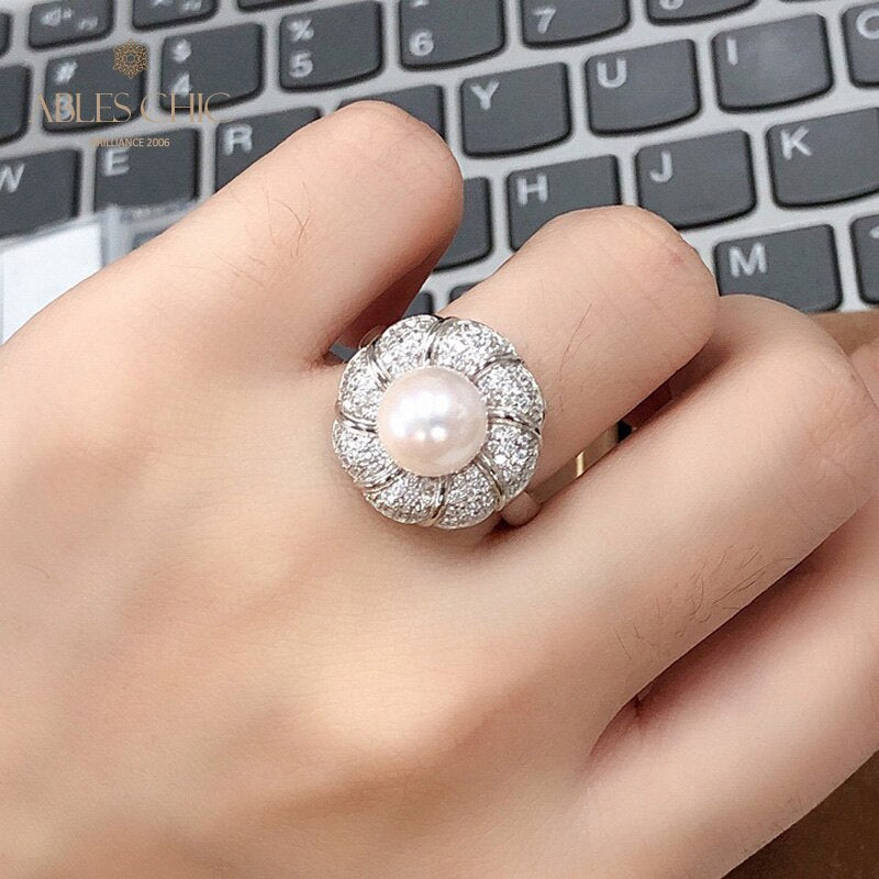 Bague florale en perles d'Akoya 5783