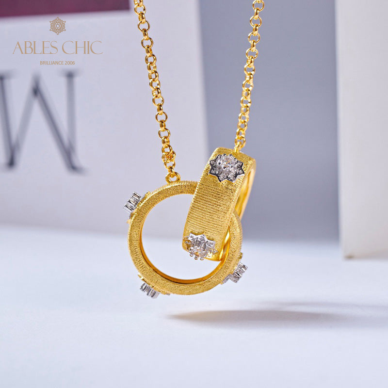 Collier avec anneaux entrelacés à motif en soie 5861