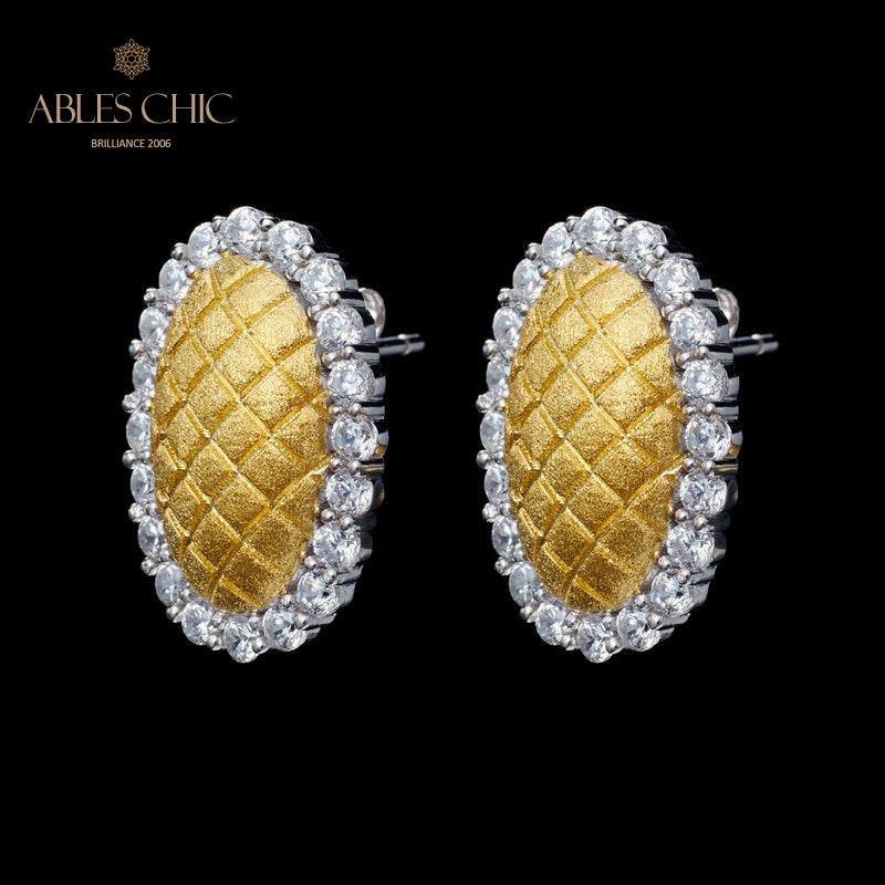 Boucles d'oreilles halo ovale soyeux 5832