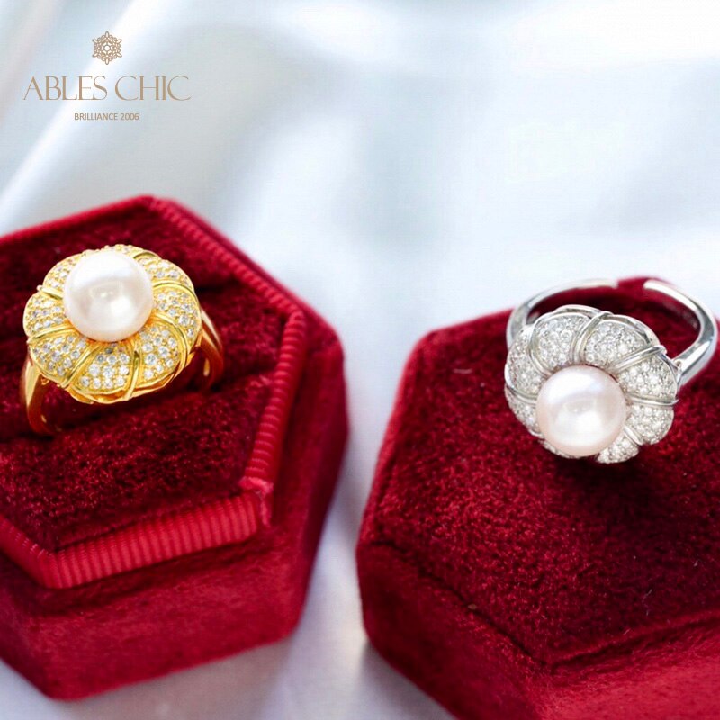 Bague florale en perles d'Akoya 5783