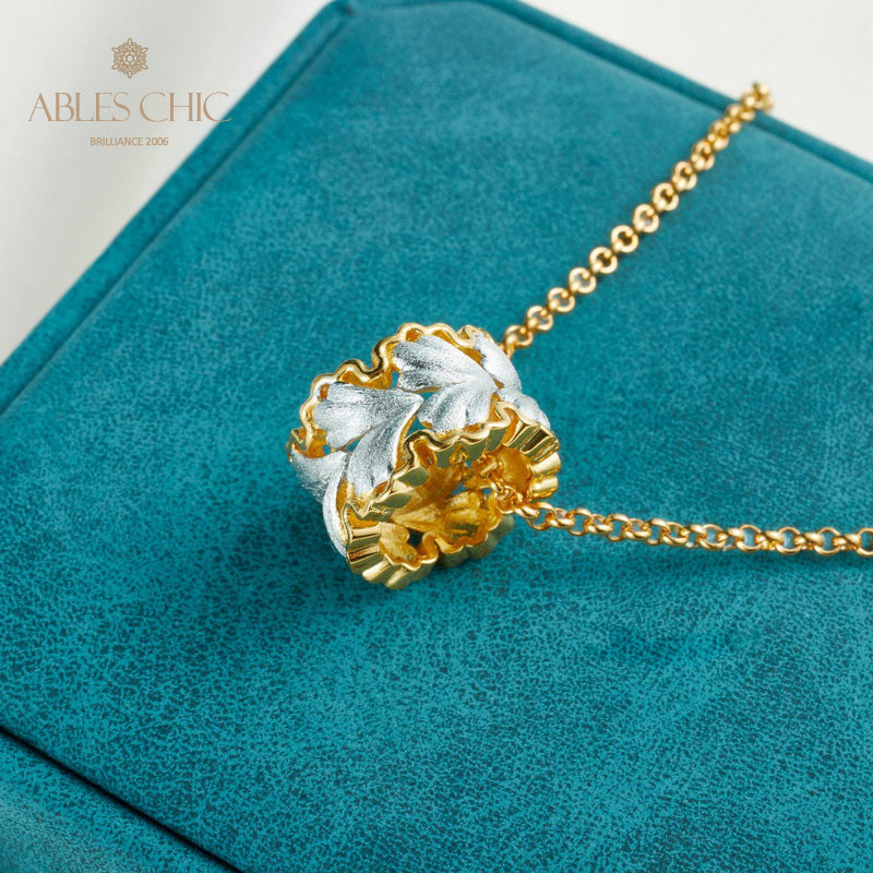 Collier nid d'abeille feuille filigrane 5807