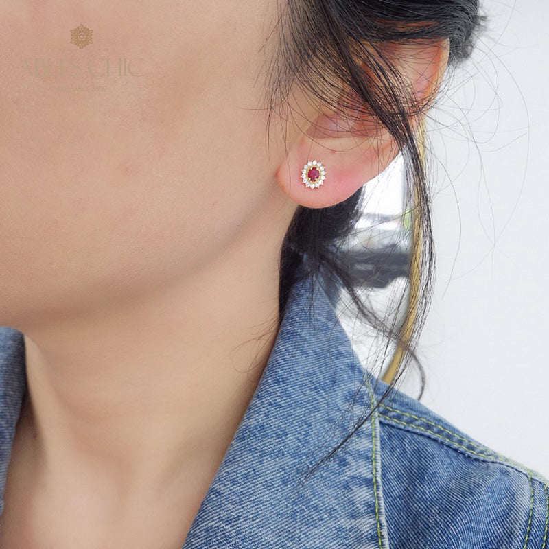 Boucles d'oreilles florales rubis naturel 5816