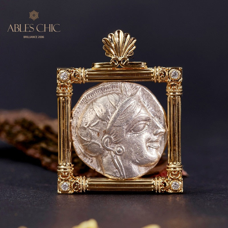 Pendentif de pièce de monnaie byzantine Lira Athena uniquement