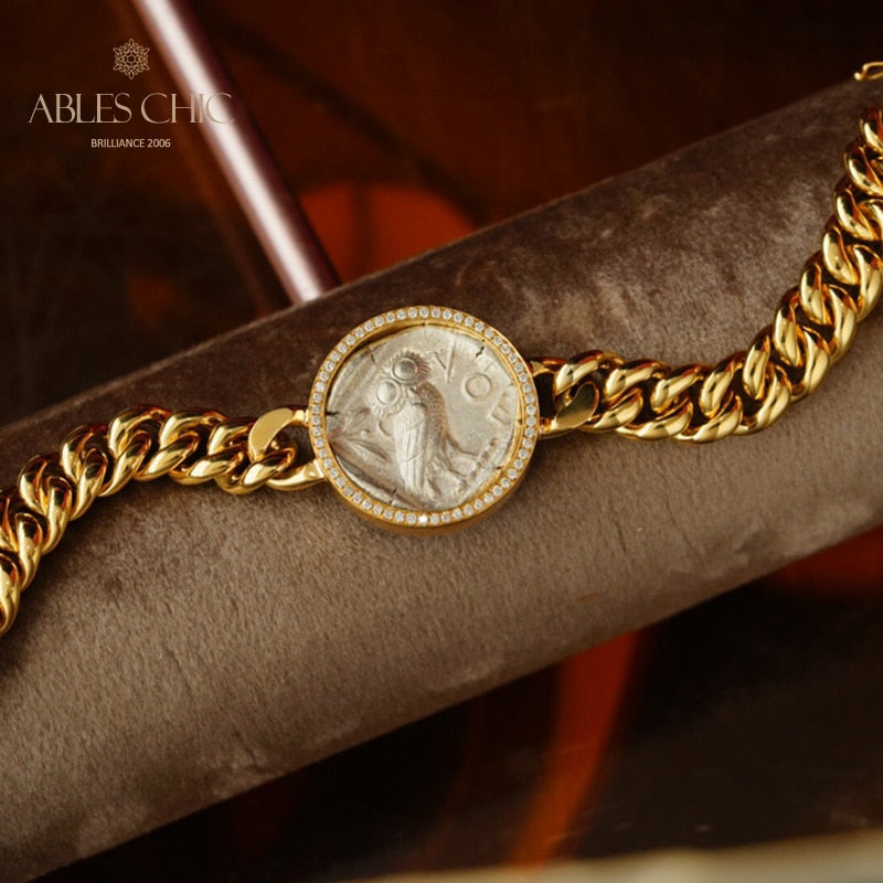 Bracelet médaillon grec Athena Flip