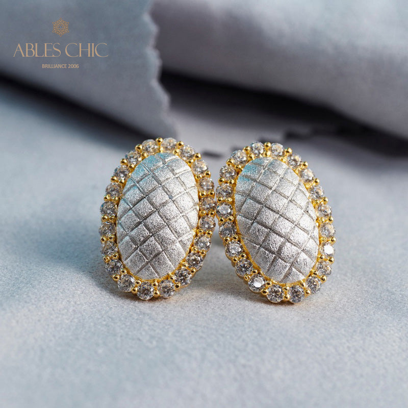 Boucles d'oreilles halo ovale soyeux 5832