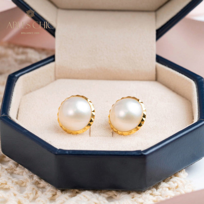 Boucles d'oreilles en perles d'eau de mer Mabe 6015
