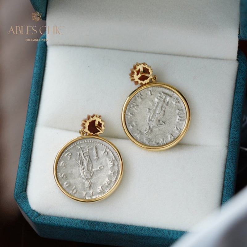 Boucles d’oreilles florales en lire romaine