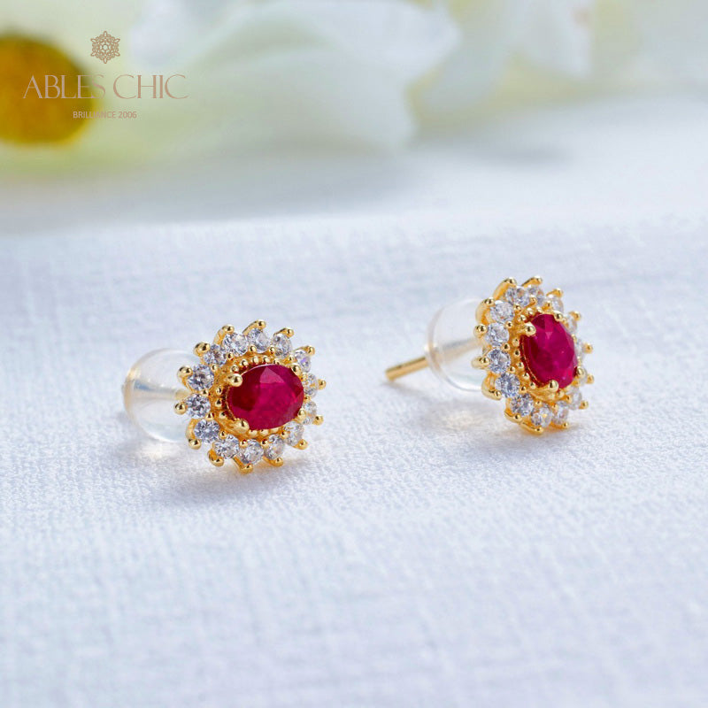Boucles d'oreilles florales rubis naturel 5816