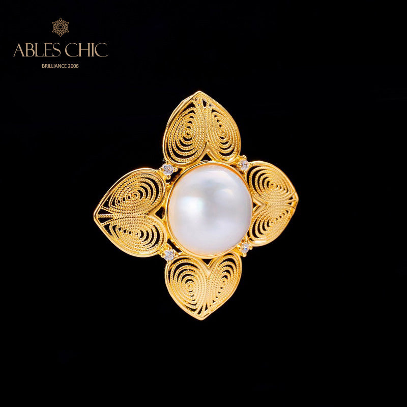 Pendentif trèfle en filigrane de perles Mabe 5822