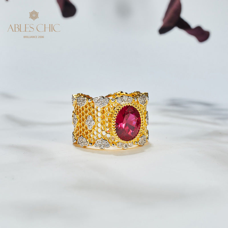 Bague florale en nid d'abeille en dentelle 6045