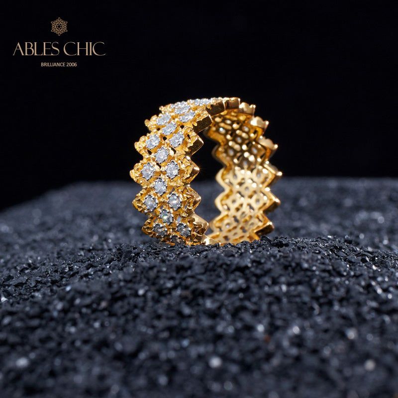 Bague ouverte en pierre à plusieurs rangées de dentelle 5705