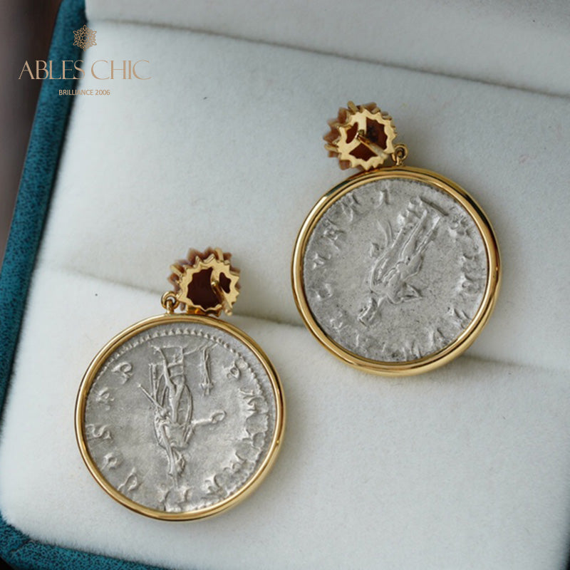 Boucles d’oreilles florales en lire romaine
