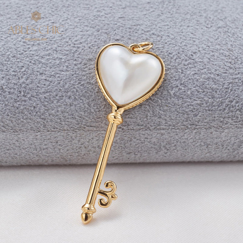 Pendentif Clé Perle Coeur Mabe 5840