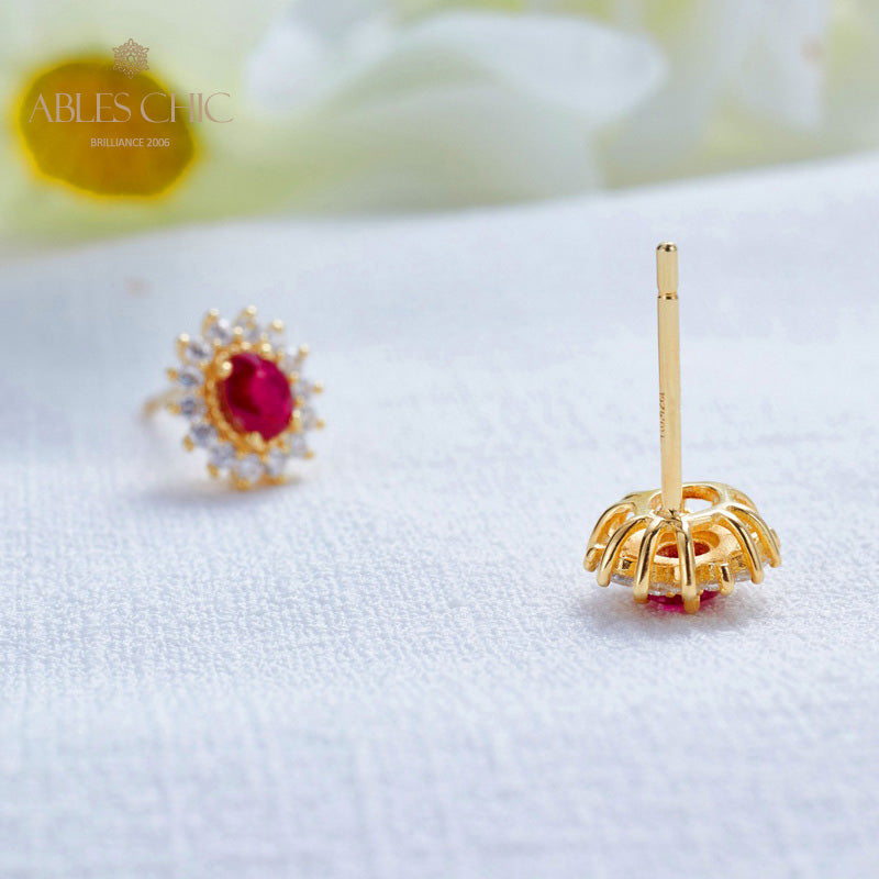 Boucles d'oreilles florales rubis naturel 5816
