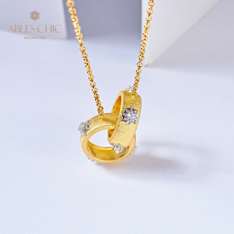 Collier avec anneaux entrelacés à motif en soie 5861