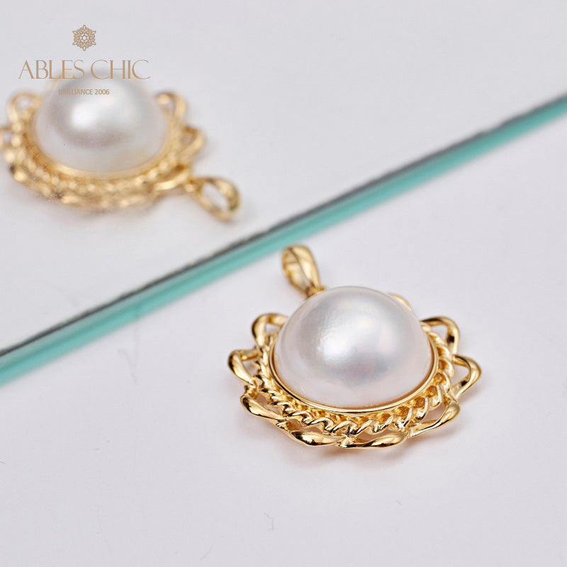 Pendentif perle Mabe halo ondulé 5847