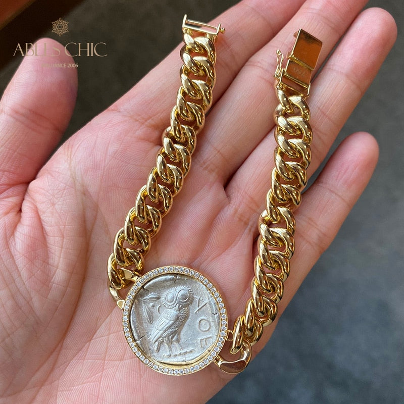 Bracelet médaillon grec Athena Flip