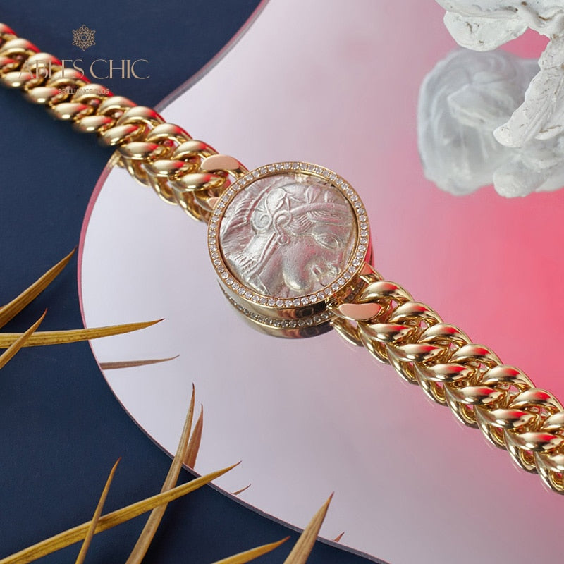 Bracelet médaillon grec Athena Flip