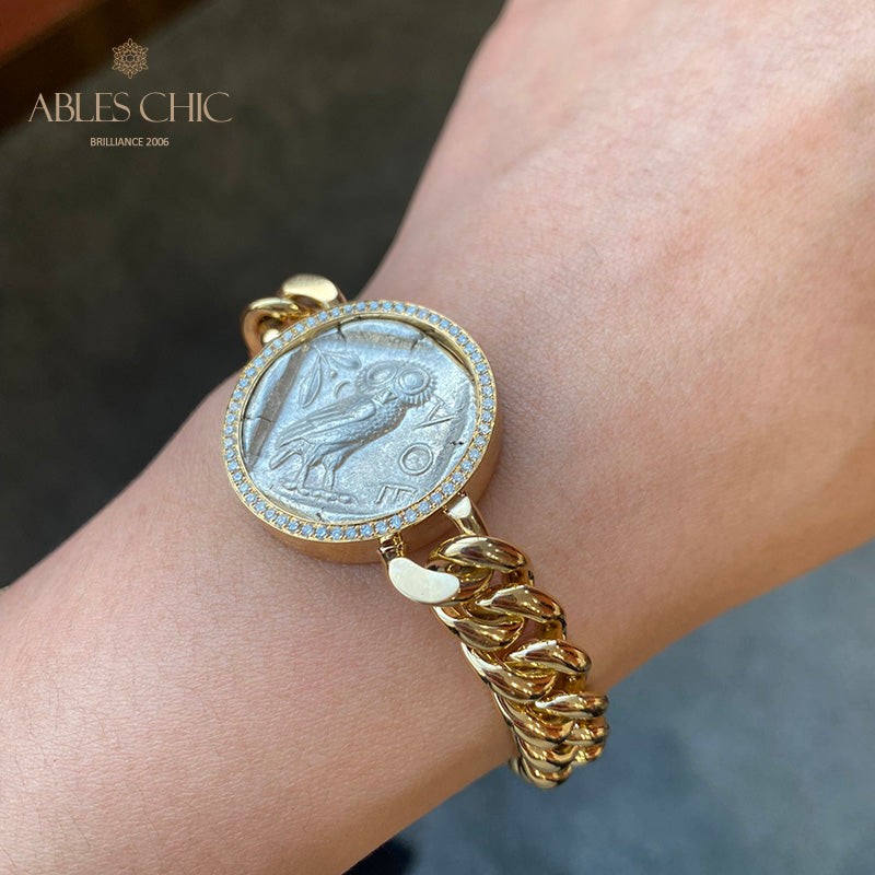 Bracelet médaillon grec Athena Flip