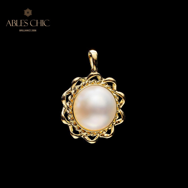 Pendentif perle Mabe halo ondulé 5847
