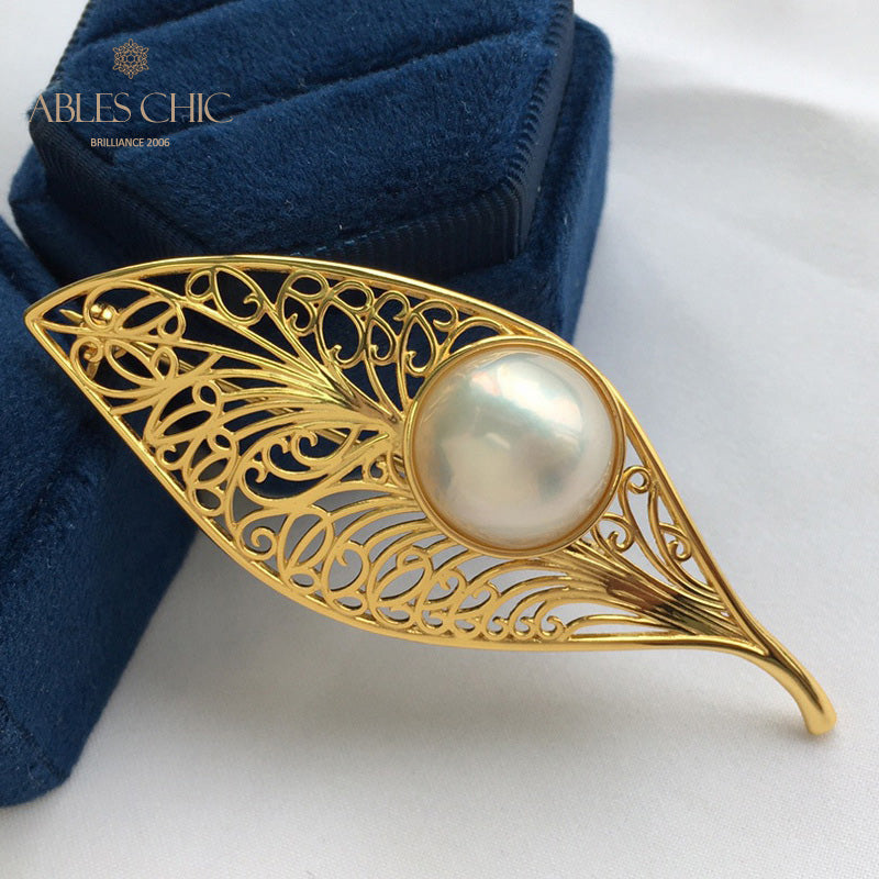 Pendentif feuille en filigrane de perles Mabe 5844