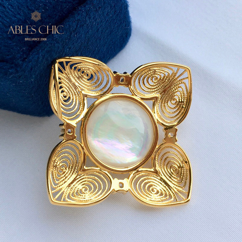 Pendentif trèfle en filigrane de perles Mabe 5822