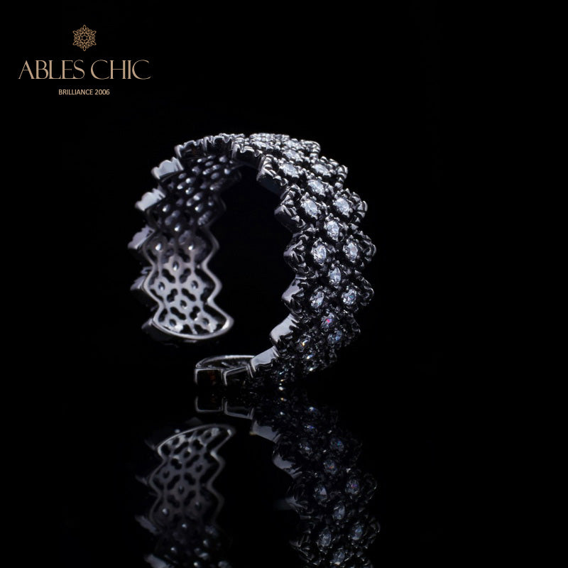 Bague ouverte en pierre à plusieurs rangées de dentelle 5705