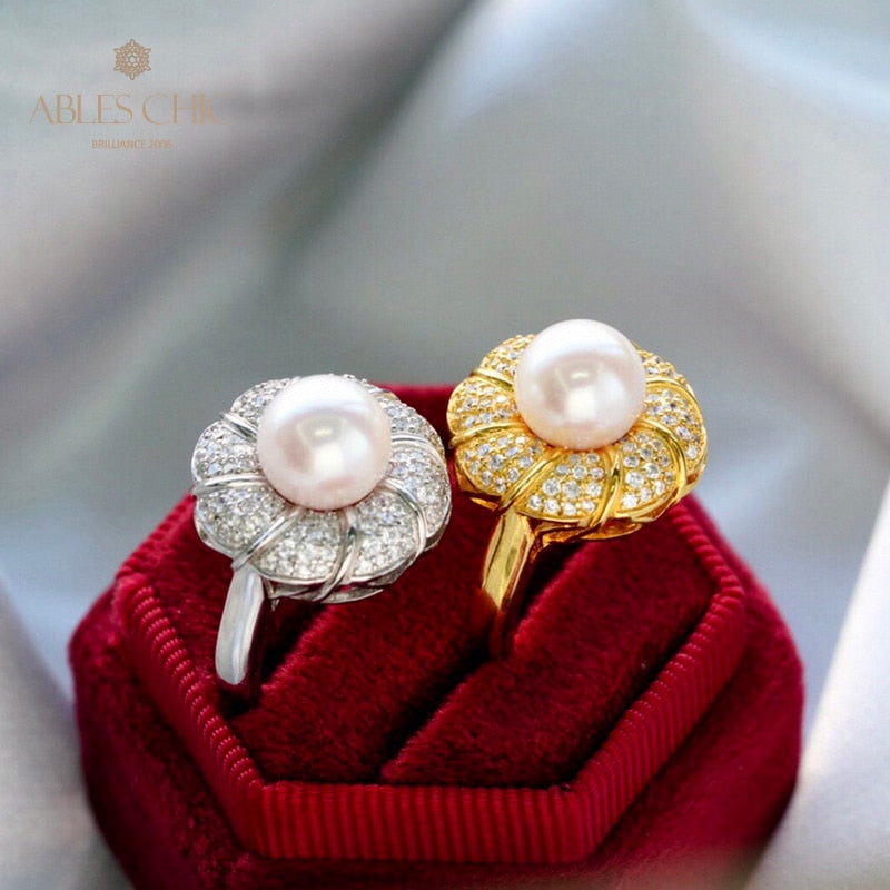 Bague florale en perles d'Akoya 5783
