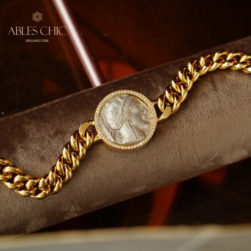 Bracelet médaillon grec Athena Flip