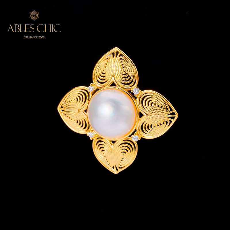 Pendentif trèfle en filigrane de perles Mabe 5822
