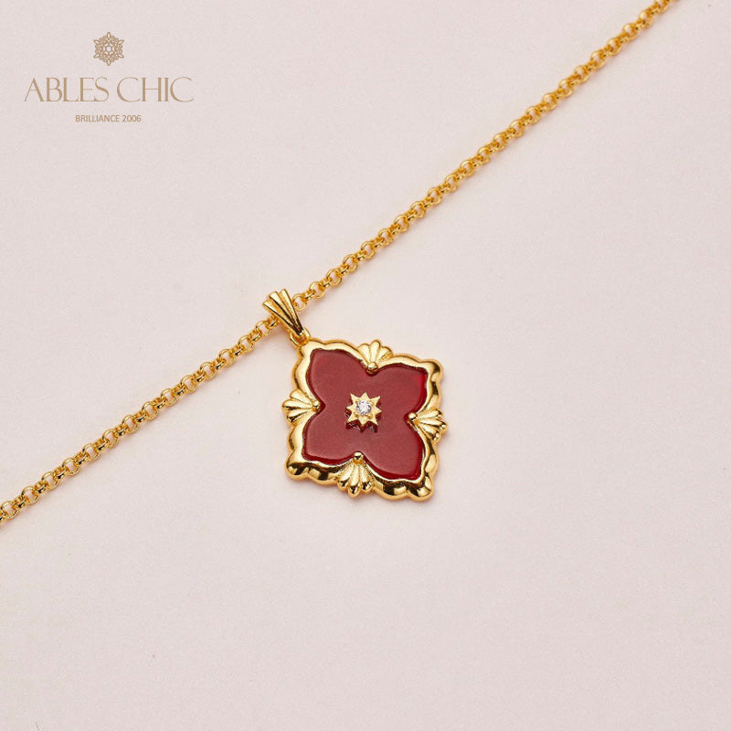 Collier Floral Trèfle Agate 5727