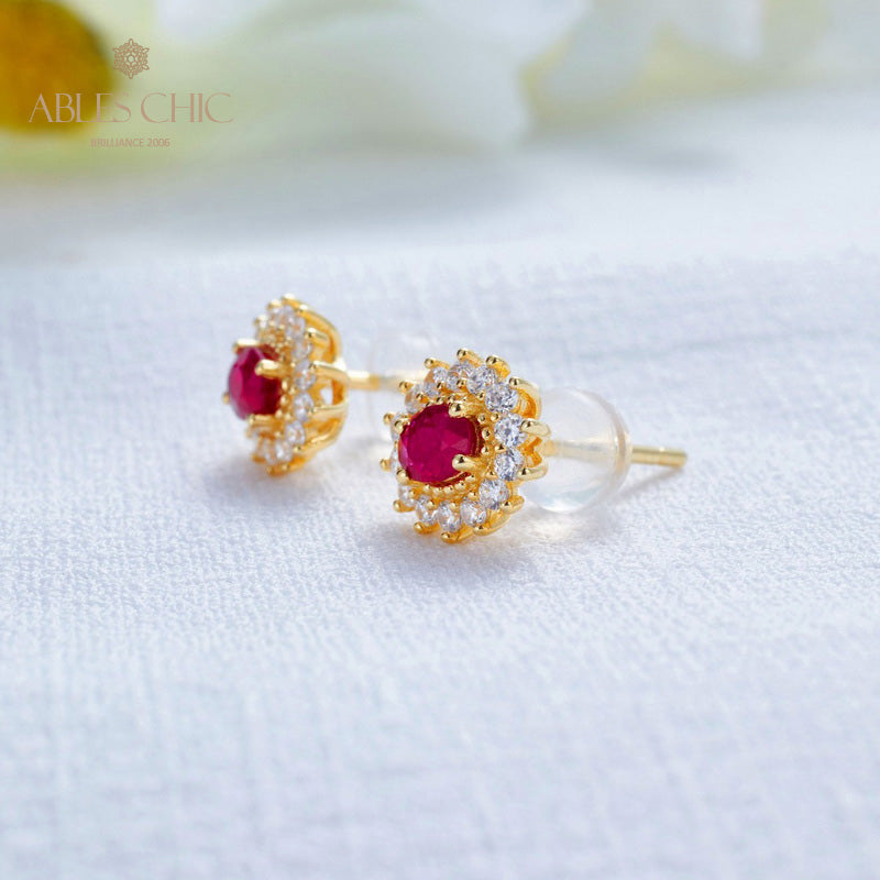 Boucles d'oreilles florales rubis naturel 5816