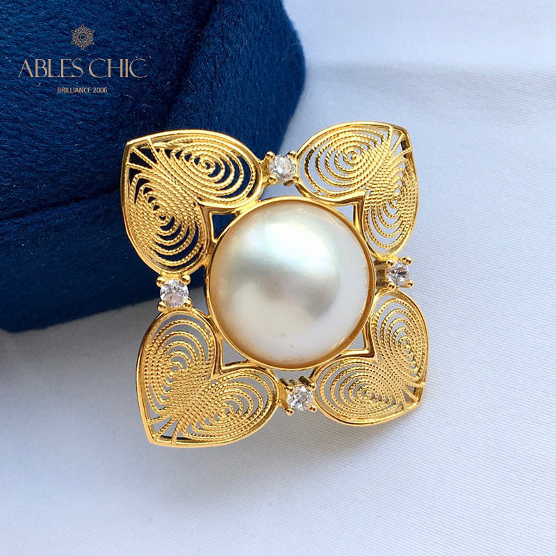Pendentif trèfle en filigrane de perles Mabe 5822